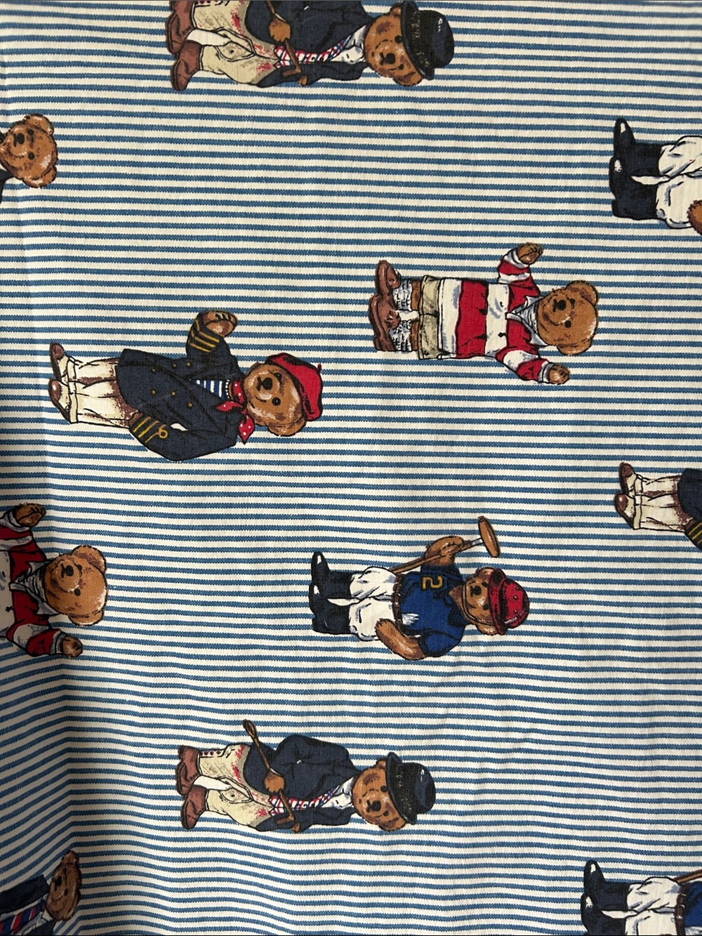 Vintage Ralph Lauren Teddy Bear Striped Twin Sheet Set (flat and fitted) cotton - Picture 3 of 7